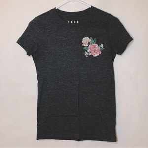 Grey T Shirt with Rose Detailing